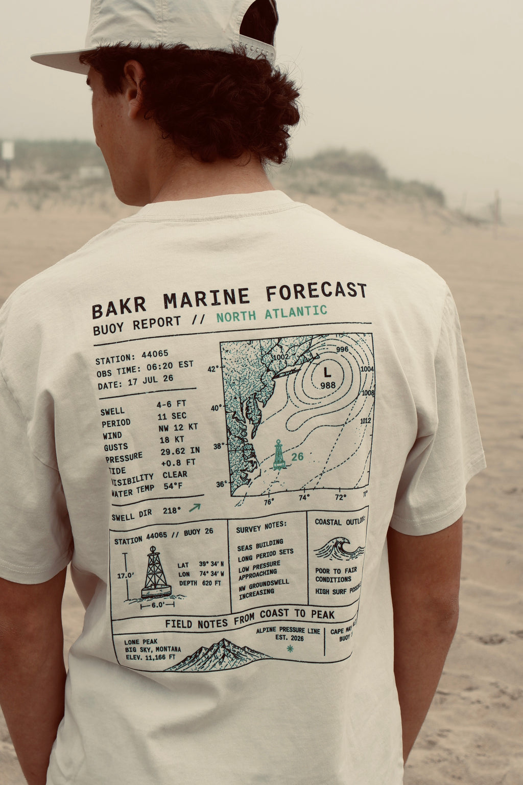 BAKR Marine Forecast Heavy Tee — Bone